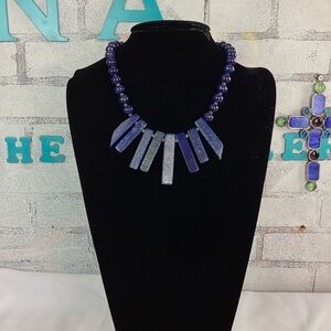 Woman's Navajo Blue Lapis 925 Sterling Silver Necklace 18”